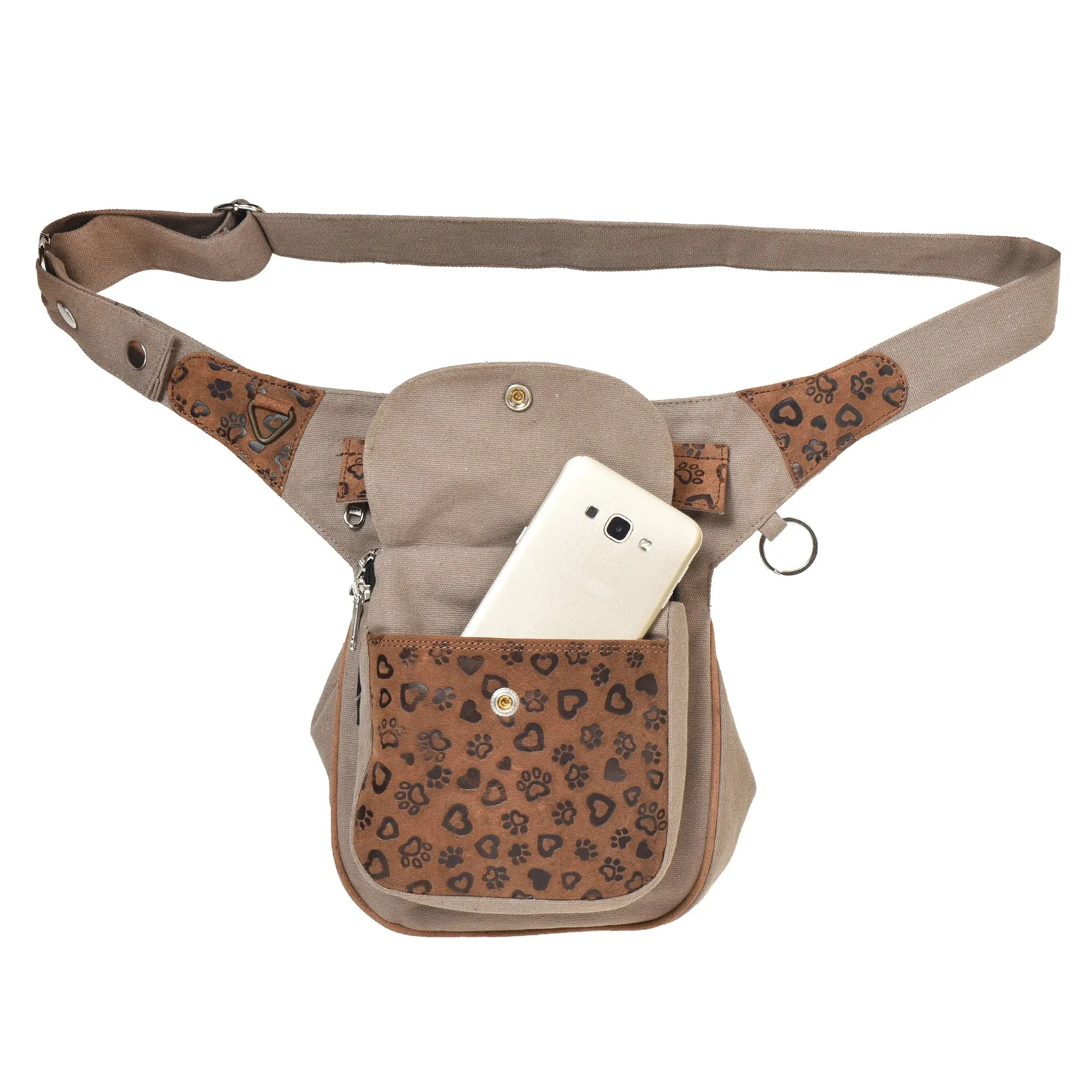 Gassi-Tasche Leder Vintage mit Prgung aus Wildleder - NJ-Hannover HS 4803