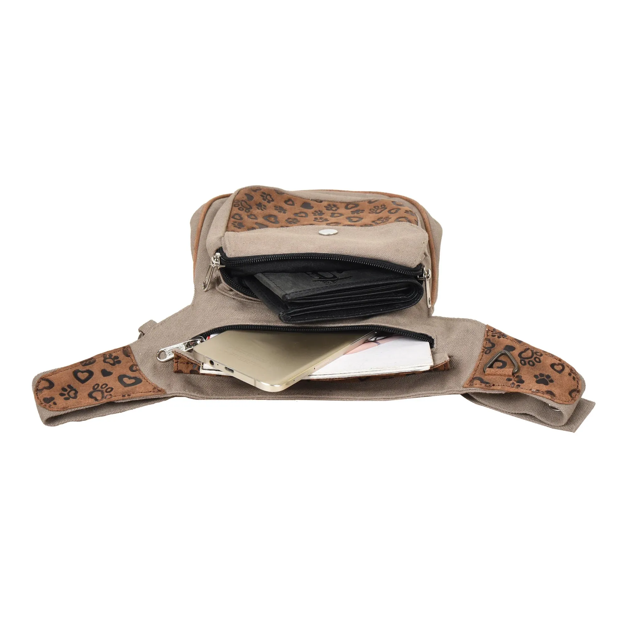 Gassi-Tasche Leder Vintage mit Prgung aus Wildleder - NJ-Hannover HS 4803