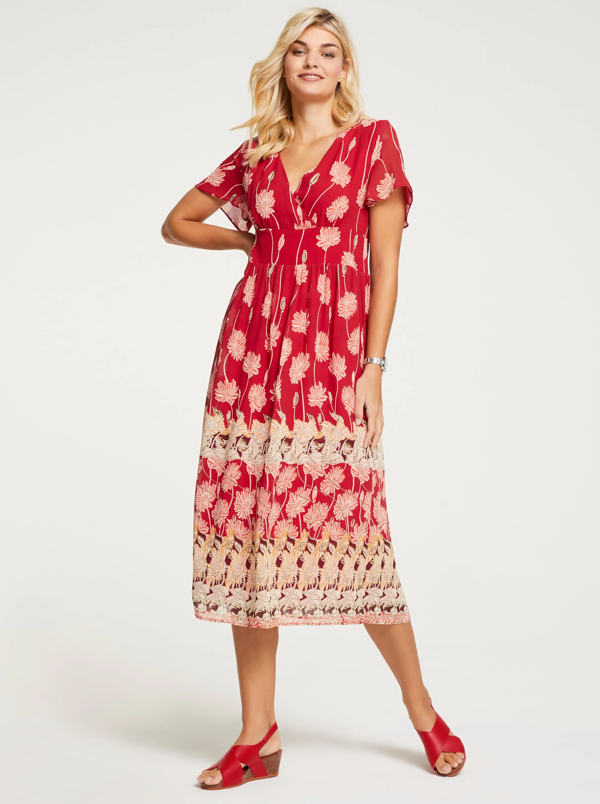 heine Druck-Kleid in rot